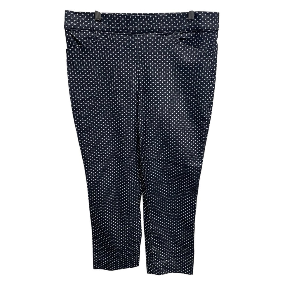 Bar III women’s ponte knit pants ankle length black polka  dot large pull on